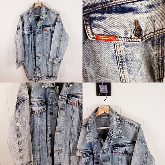 Vintage Jackets & Blazers - Vintage Jordache acid wash denim jacket coat